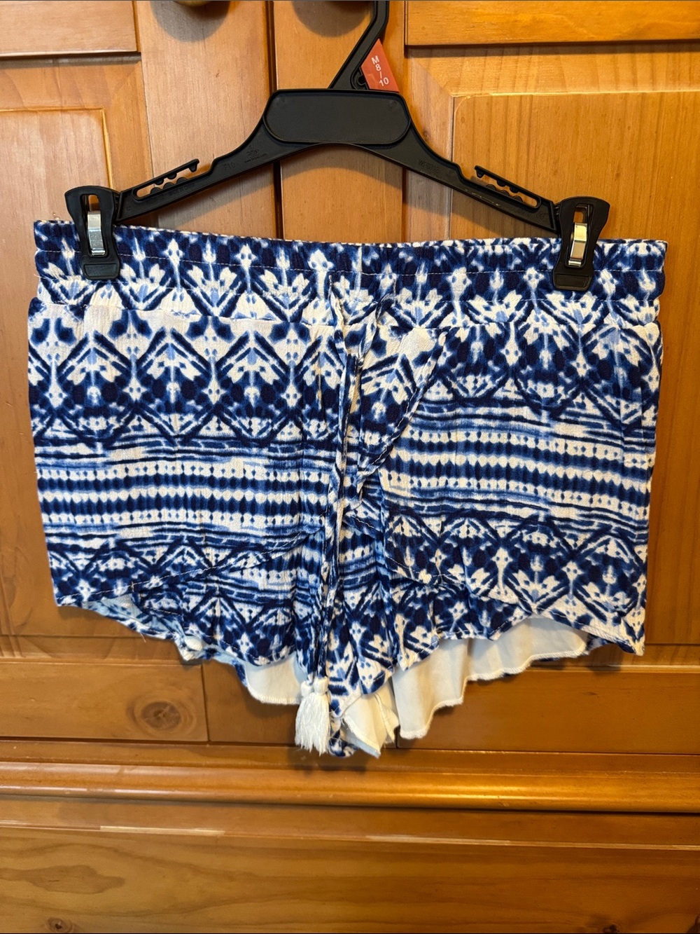 Rue21 Blue and White Aztec Print Drawstring Sleep Shorts